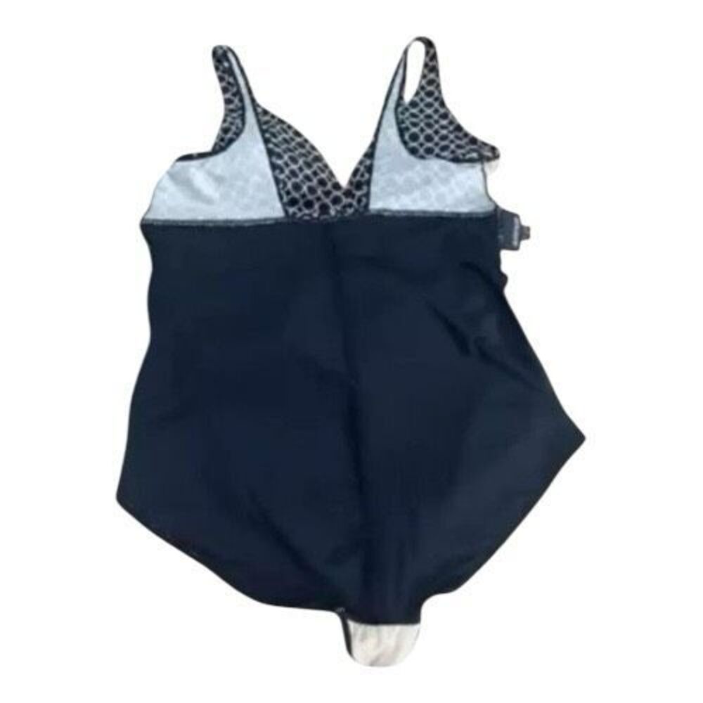 Avenue Swim Dress One Piece Bathing Suit Plus Size 22 Black White Skirt Swimwear - Picture 7 of 14